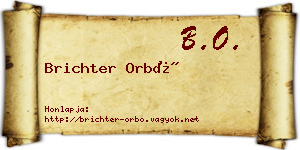 Brichter Orbó névjegykártya